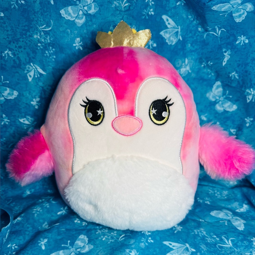 Squishmallows 8” Pink Tie Dye Piper the  Princess Penguin Kellytoy Stuffed Plush